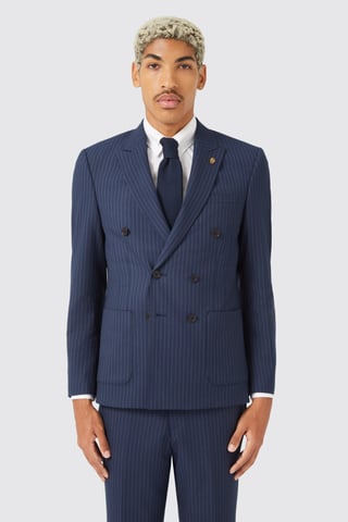 Milltown Slim Fit Double Breasted Navy Jacket TT x AM