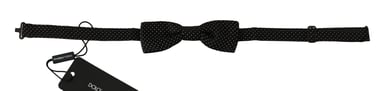 Dolce & Gabbana Black Polka Dots Silk Adjustable Neck Papillon Men's Bow Tie