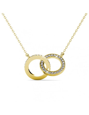 Circle Twin Necklace - Gold and Crystal