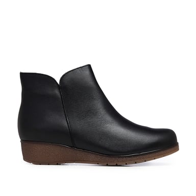 Women's Leather Ankle Boot Winter Shoes in Black