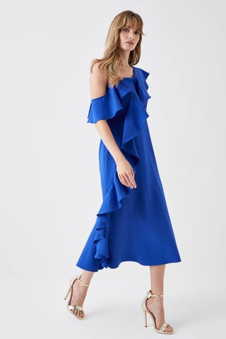 One Shoulder Ruffle Pencil Dress