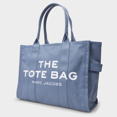 De grote boodschappentas in blauw canvas
