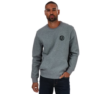Men's Armani Exchange Placed Print Colourblock Sweatshirt in Grey