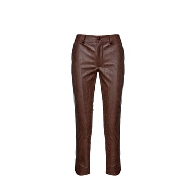 Chocolate Brown Faux Moire Leather 7/8 Pants