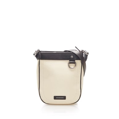 Vintage Burberry Canvas Crossbody Bag White