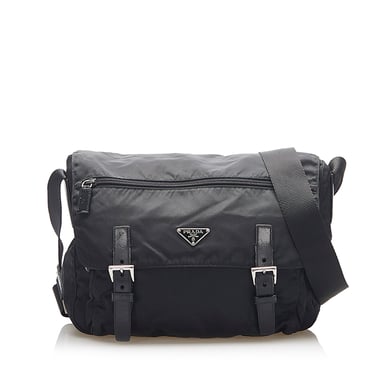 Vintage Prada Tessuto Crossbody Bag Black