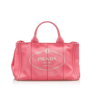 Vintage Prada Canapa Logo Canvas Satchel Pink