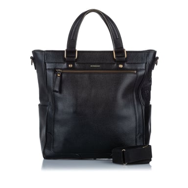 Vintage Burberry Leather Tote Bag Brown
