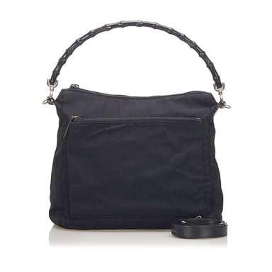 Vintage Gucci Bamboo Canvas Satchel Black