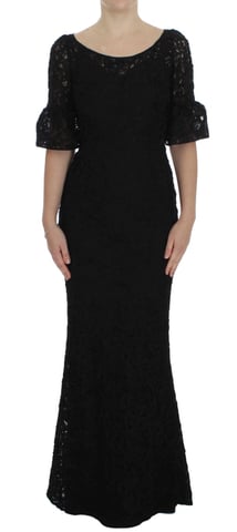 Dolce & Gabbana Svart Blommig Spets Lång Bodycon Maxi Klänning
