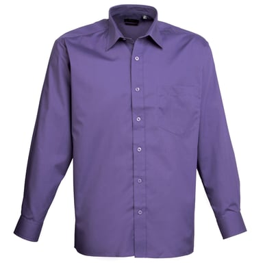 Premier Mens Premier Poplin Long-Sleeved Formal Shirt (Purple)