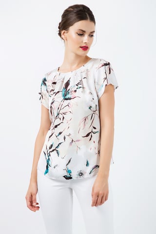 Short Sleeve Print Satin Top