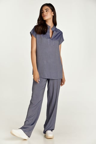 Blue Denim Style Sleeveless Top