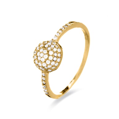Langui silver ring, yellow gold and cz