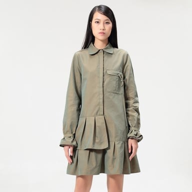 Safari shirt-dress with long sleeves
