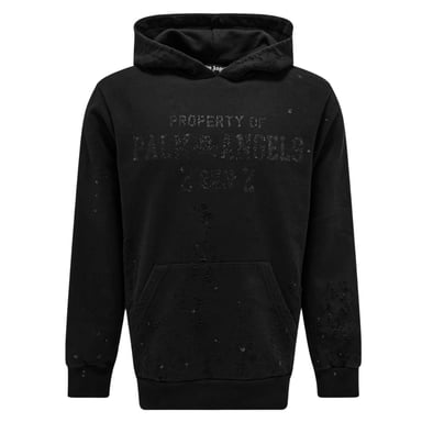 Palm Angels Damaged Logo Black Hoodie