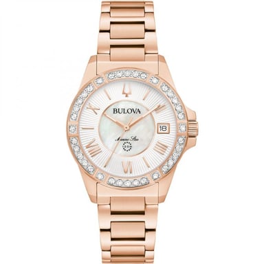 Bulova Marine Star Dames Horloge Roze Goud 98R295