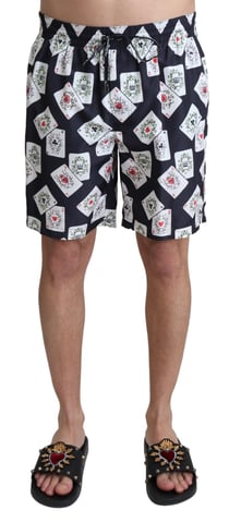 Dolce & Gabbana Herrar Svart Kortlek Tryck Badkläder Simshorts