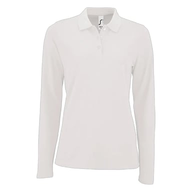 SOLS Womens/Ladies Perfect Pique Long-Sleeved Polo Shirt (White)