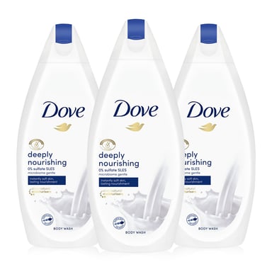 Dove Body Wash Sulfate-free Deeply Nourishing for Instantly Soft Skin, 3x450ml