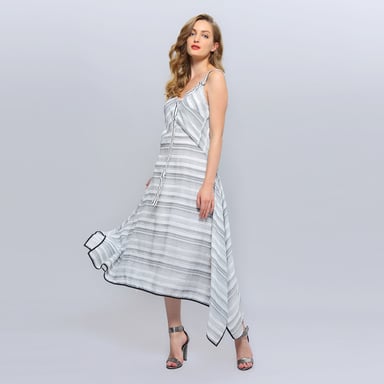 Diagonal Stripes Strappy Midi Dress