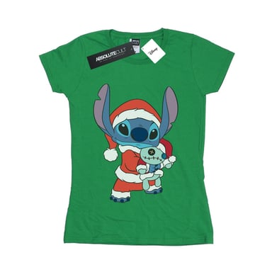 Disney Womens/Ladies Lilo And Stitch Stitch Christmas Cotton T-Shirt (Irish Green)