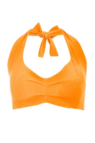Orange Halter Neck Crop Top