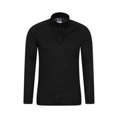 Mountain Warehouse Mens Talus Zip Neck Long-Sleeved Thermal Top (Black)