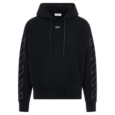Off-White Off Stitch Diag Design Skate Fit Black Hoodie