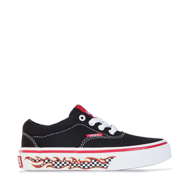 Boy's Vans Childrens Doheny Flame Check Trainers in Black-White