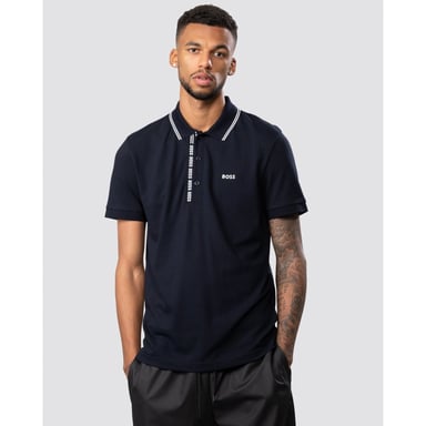BOSS Green Paule 4 Logo Tape Placket Mens Polo Shirt