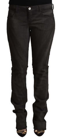 Costume National Women's Black Cotton Mid Waist Skinny Pants