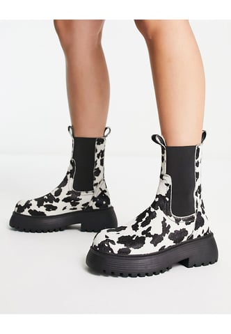 ASOS DESIGN Adelaide leather chelsea boots in cow pony-Multi