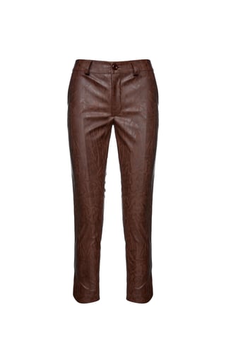 Chocolate Brown Faux Moire Leather 7/8 Pants