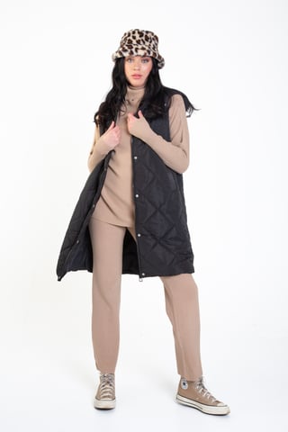 Longline Padded Gilet with Hood