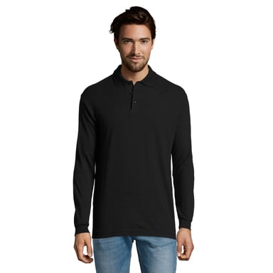 SOLS Mens Star Long-Sleeved Polo Shirt (Black)