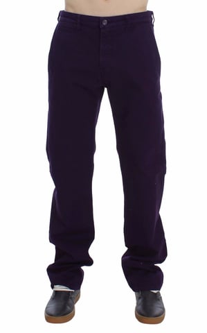 GF Ferre Men's Purple Cotton Stretch Purple Fit Pants