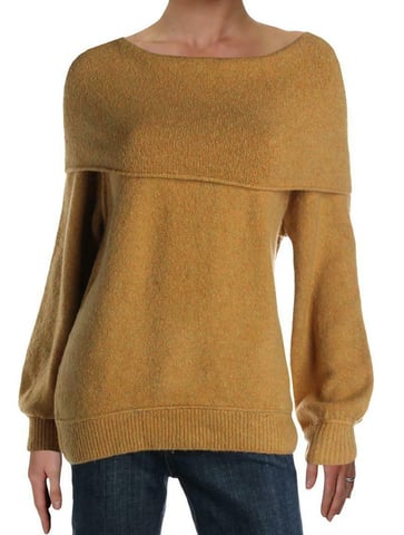Free People Women's Sweater Yellow  Overlay Pullover