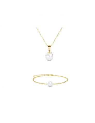 Full Moon Crystal Pearl Set - Gold and Crystal