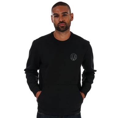 Men's Armani Exchange Placed Print Colourblock Sweatshirt in Black