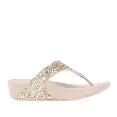 FitFlop Lulu Glitter Toe Thongs Womens Platino Sandals
