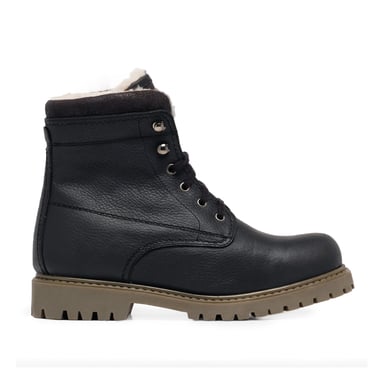 Men's Leather Boots Laces Winter in Black
