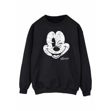 Disney Womens/Ladies Mickey Mouse Face Sweatshirt (Black)