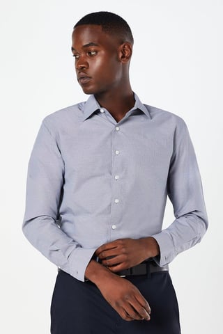 Micro Gingham Check Long Sleeve Shirt