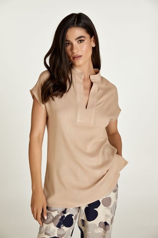 Beige Linen Style Sleeveless Top