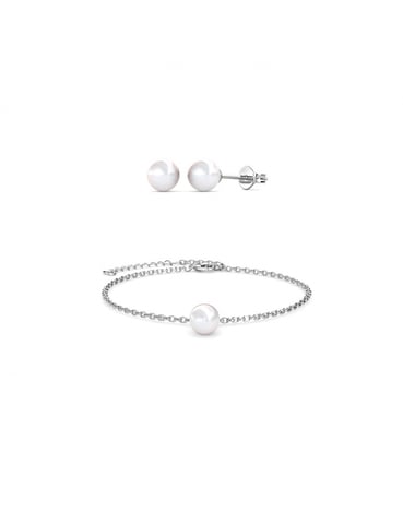 Full Moon Crystal Pearl Set - Silver and Crystal