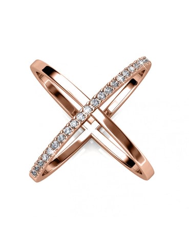 X Duo Ring - Rose Gold and Crystal