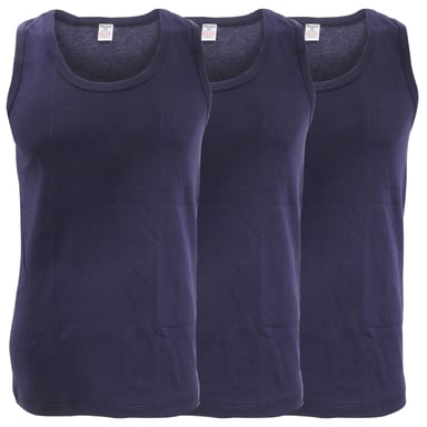 Floso Hereninterlock Single Vest (Pakket van 3) (Marine)
