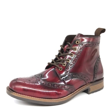 HX London Kingston Leather Oxblood Mens Lace Up Brogue Boots
