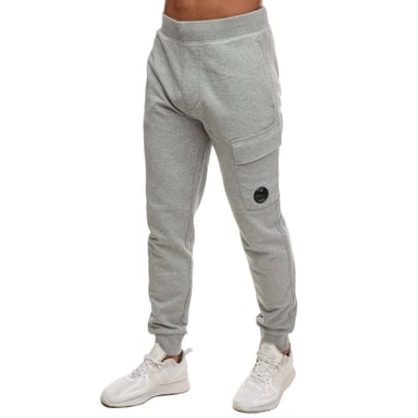 Heren-C.P. Company Diagonaal Verhoogde Fleece Cargo Sweatpants in Grijs